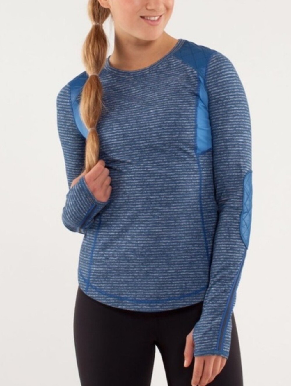 Lululemon Run Ice Queen Long Sleeve Top Blue Heathered Quilted Size 8